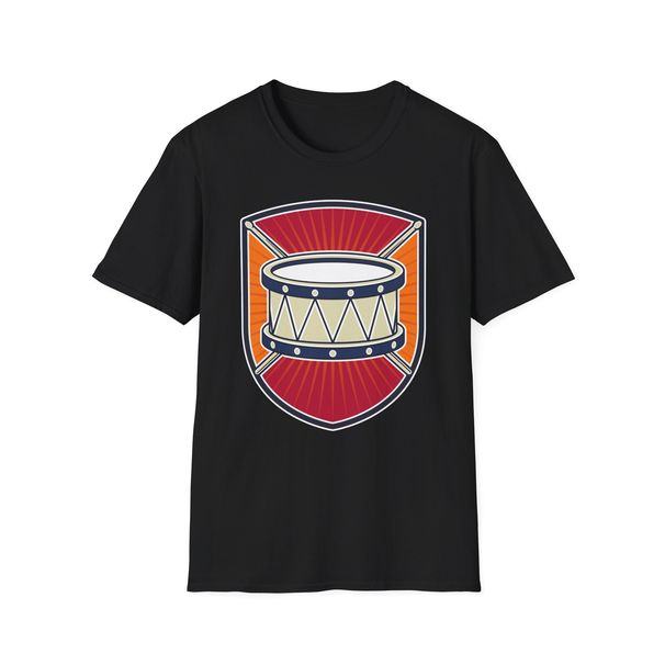 Drums Music Badge Unisex Softstyle T-Shirt Mens Womens Tees Top, Drummer Tee Shirt, Music Lover Top_viptrois.com