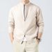"Men's Dual-Zip High Neck Knit Sweater – Versatile Business Casual Pullover With Ribbed Hem (Charcoal/Black/Khaki, M-XXXL)"_viptrois.com