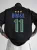 Maglietta Uomo Cotone 180g Tema Brasile Stampa Fronte Retro Spalle Morbide Tifosi Calcio Allenamento Quotidiano Vestibilità Regolare_viptrois.com