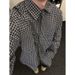 Pulse Pulse Black White Plaid Shirt For Men, Spring And Autumn American Retro Checkered Inner Wear, Long Sleeve Shirt, Cleanfit_viptrois.com