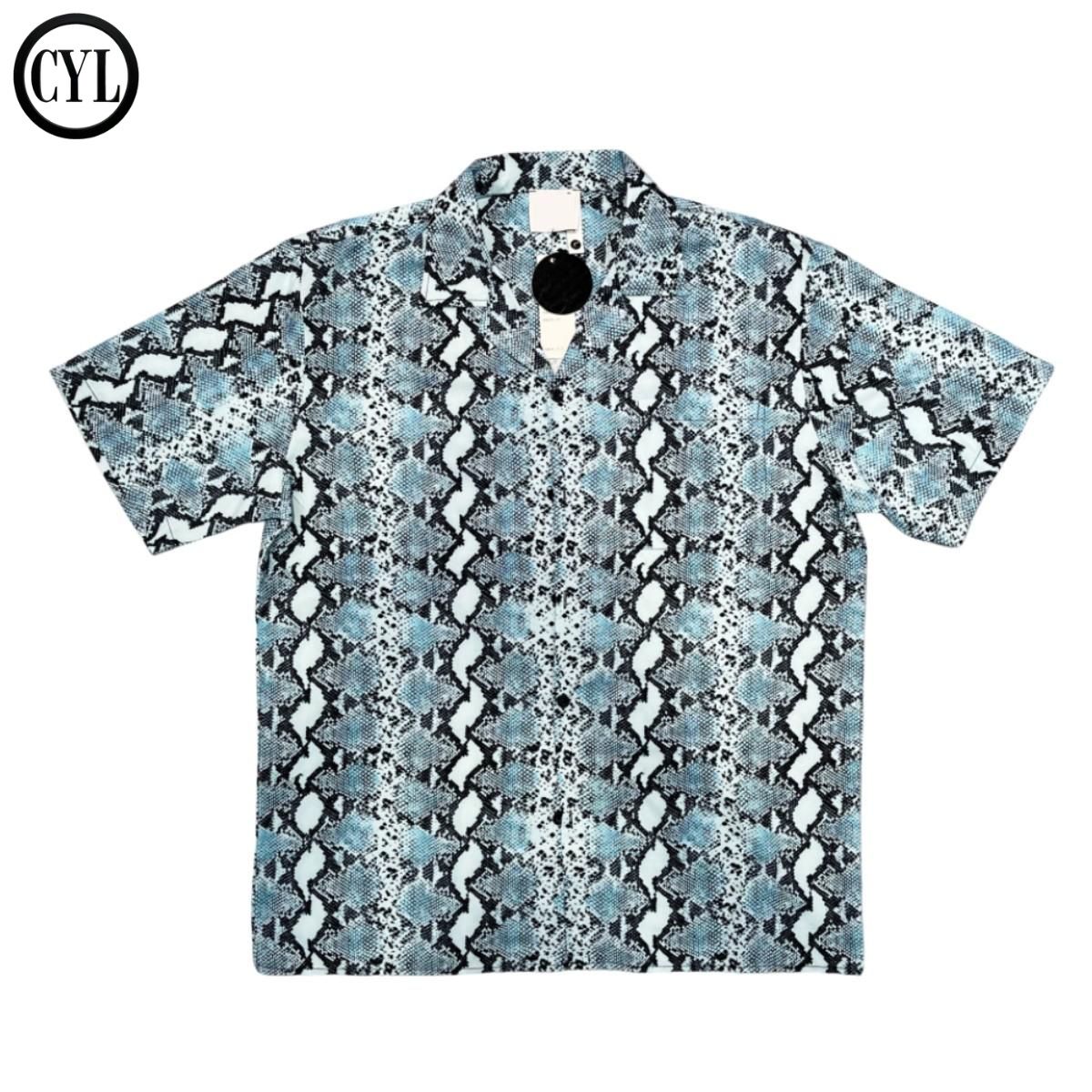 Men's Clothing Light Luxury Snake Pattern Cuban Collar Shirt Travel Short Sleeved Men's Niche Trendy Shirt Party Atmosphere Wear_viptrois.com