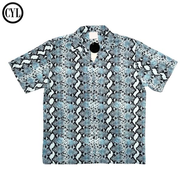 Men's Clothing Light Luxury Snake Pattern Cuban Collar Shirt Travel Short Sleeved Men's Niche Trendy Shirt Party Atmosphere Wear_viptrois.com