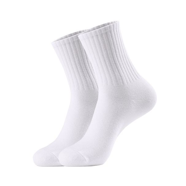 Solid color long cotton socks Breathable sweat absorption casual deodorant white socks sports socks_viptrois.com