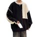 Splicing Color Blocking Sweater Autumn And Winter Loose Casual Niche Pullover Knitted Sweater_viptrois.com