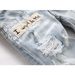 Men's Clothing Blue High Street Youth Embroidery Patch Embroidery Hole Elastic Tight Fitting Small Leg Men's Jeans_viptrois.com