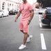Men's Clothing Summer Men's Solid Color Short Sleeved Suit Shorts Two Piece Suit Casual Men's Sports Large Size Suit_viptrois.com