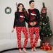 Christmas Santa hat alphabet Snowflake Christmas family suit printed home dress pajamas_viptrois.com