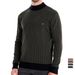 Men’s Slim-Fit Striped Sweater – Half High Collar Pullover, Lightweight Knit Top For Autumn & Winter (Brown Yellow/Khaki/Gray-Green_viptrois.com