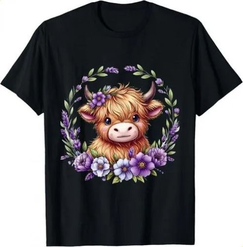 2026 T-shirtt-shirtbaby Highland Cow With Purple Flowers Scottish_viptrois.com