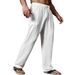 Men's Breathable Linen Cotton Pants - Relaxed Fit With Drawstring Waist Straight Leg (White/Black/Dark Khaki/Light Blue/Navy/Olive) - Sizes S-5xl_viptrois.com