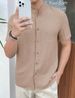 Men's Clothing Exclusively For Men's Loose Cardigan Solid Color Casual Short Sleeved Shirt_viptrois.com