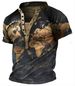 Unbeatable Quality Summer New Men's 3D Printed Navigation Map Compass Youth 6-piece Button Henley Shirt Short Sleeve_viptrois.com
