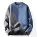 Sweater With Fleece Lining, Winter Knitwear, Crew Neck, Long Sleeve, Youth Clothing, Men's Base Shirt, Thickened And_viptrois.com