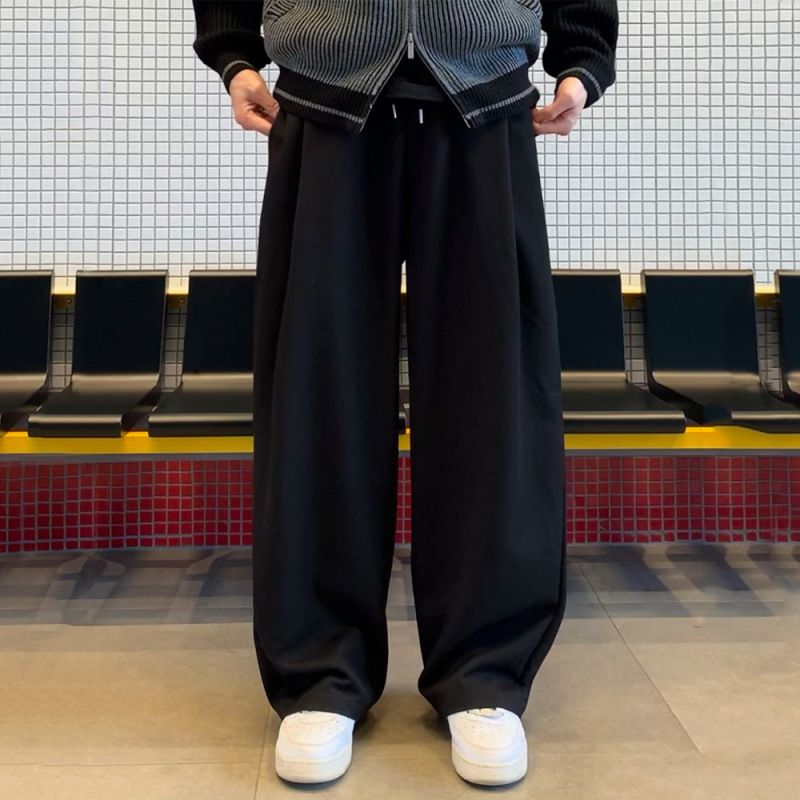 Men's Clothing drape straight casual pants men's autumn and winter cleanfit long pants Korean version loose wide leg pants_viptrois.com