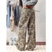 High Waisted Loose Fitting Maple Leaf Print Wide Leg Trousers For Men Street Style Faux Jeans Spring Autumn_viptrois.com
