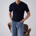 Men's Clothing Polo Shirt High End Summer Ice Silk Breathable Short Sleeved Lapel Hollow Knit Sweater Solid Color Thin Top_viptrois.com
