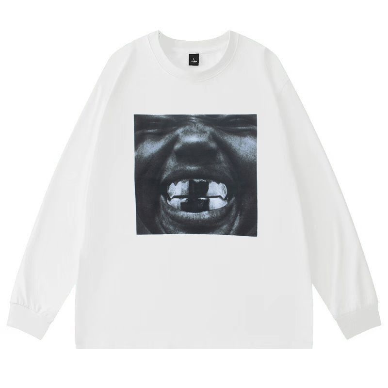 Men's Clothing High Street Loose Round Neck Pullover Leisure Commuting Long Sleeves T-Shirt_viptrois.com