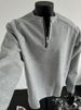 Men’s Half-Zip Padded Shoulder Sweatshirt – Studded Detail Long Sleeve Pullover For Autumn & Winter, Streetwear-Inspired Layering Piece_viptrois.com