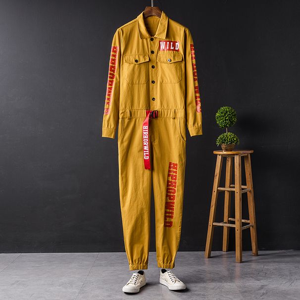 Men's Clothing brand casual jumpsuit men's one piece performance clothing couple style letter printing workwear jumpsuit men_viptrois.com