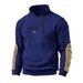 Nordmann European And American Cross-Border Men's Fleece Stand Collar Half-Zip Long Sleeve Tactical Pocket Embroidered Pullover_viptrois.com