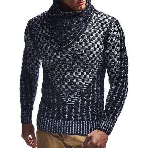 Men's High Neck Knit Sweater – Winter Turtleneck Pullover With Button Detail | Slim Fit & Ribbed Hem_viptrois.com