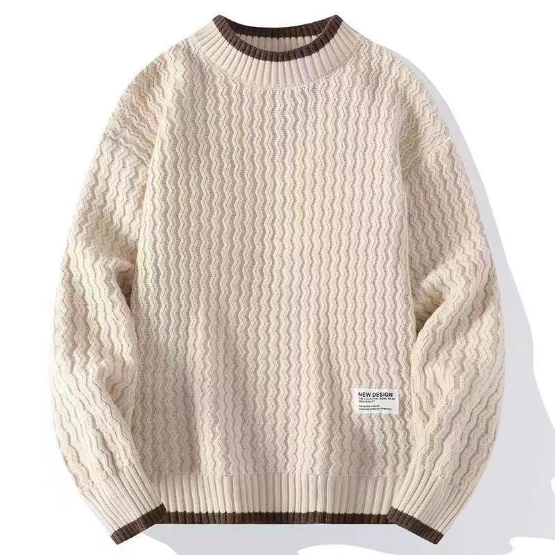 Men's Clothing Sweater Autumn And Winter Plus Velvet Thickened Half Turtleneck Warm Teenagers Knitted Bottoming Shirt Trendy_viptrois.com