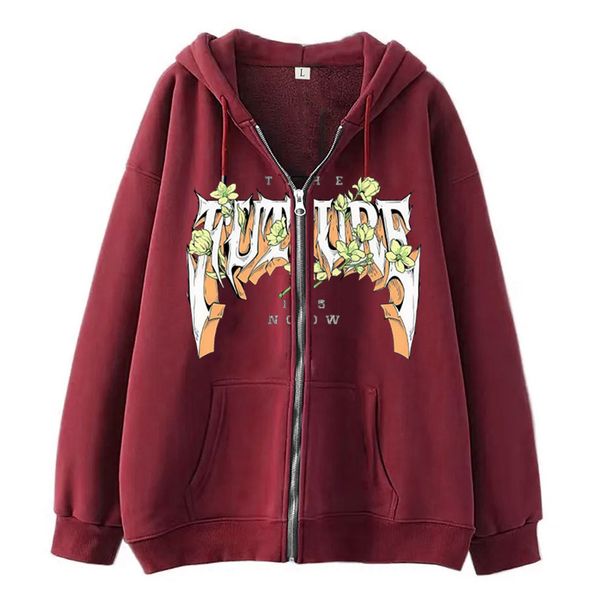 Men's Clothing Fashionable And Simple Design With Three Dimensional Flower Letters Print Zipper Sweater Casual Loose Sweater Cardigan Jacket_viptrois.com