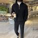 Men's Clothing Spring And Autumn New Sweatshirt Men's Ple Casual Suit Fashion Men's Stand Up Collar Half Zip Temperament Suit_viptrois.com