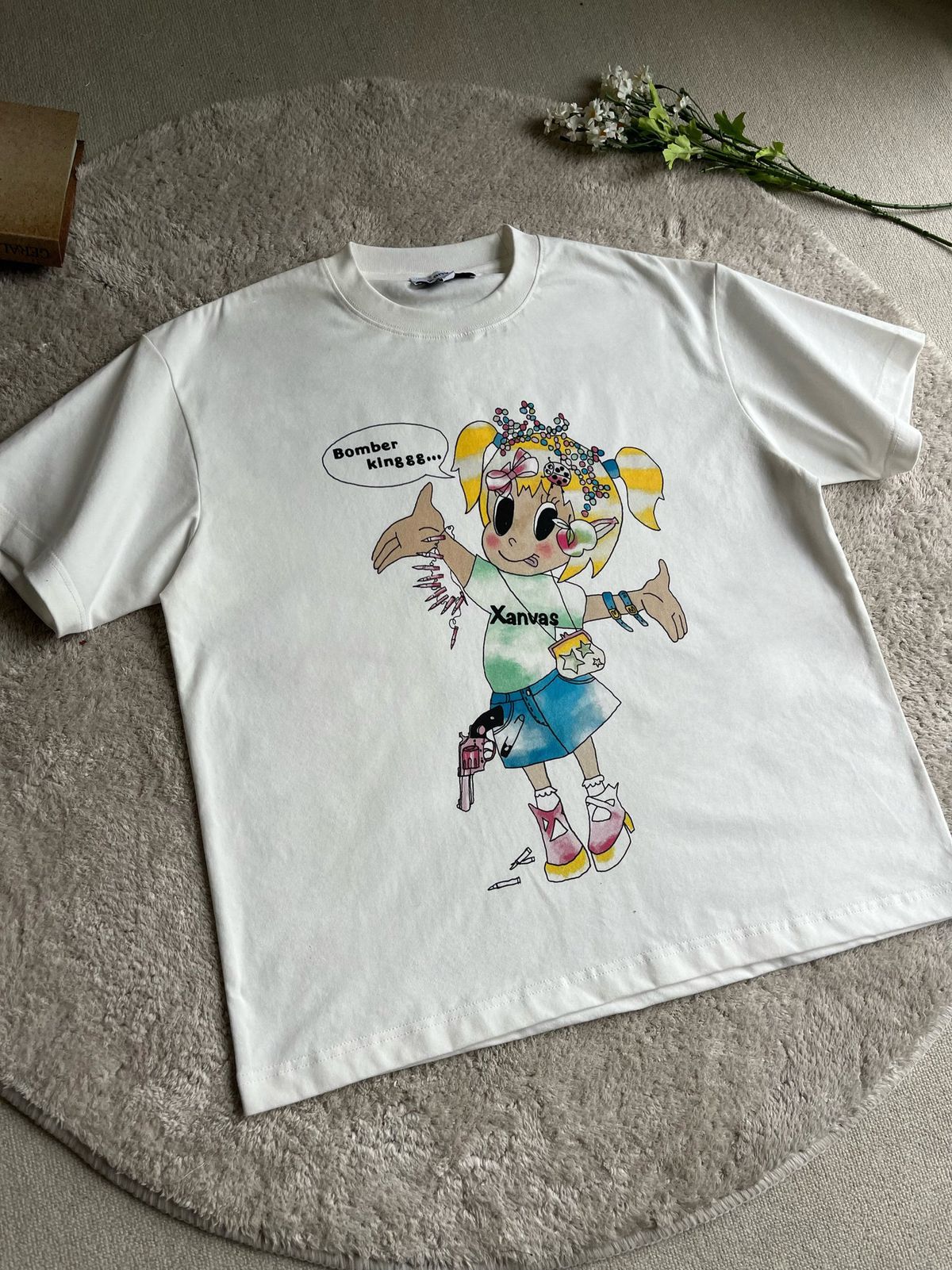 Oversized Military Print T-Shirt Heavyweight Pure Cotton Y2K Style Loose Short Sleeved Top for Men And Women_viptrois.com