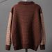 YWFG Men's Waffle Knit Sweater - Loose Fit V-Neck Pullover Long Sleeve Casual Top For Autumn (Brown, S/M/L/XL)_viptrois.com