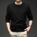 Men's Premium Knit Sweater - Autumn Winter Jacquard Pattern Loose Fit Pullover, High Elasticity & Wrinkle-Free Polyester Blend For Casual Elegance_viptrois.com