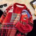 Fleece Thickened Sweater Male Couple Bear Red Christmas Winter Warm Knitted Jacket_viptrois.com