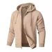 Men's Lightweight Waffle-Knit Zip Hoodie – Full-Zip Pullover With Stand Collar (M-4XL, 5 Colors)_viptrois.com