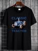 Classic Tractors Fordson Dexta Inspired Retro T-Shirt Summer Stretched Graphic Casual Stylish Breathable Slightly Fashion Top For Everyday Wear_viptrois.com