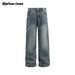 Men's Clothing Retro Washed Old Loose Straight Jeans Men And Women Trendy Wide Leg Casual Baggy Couple Trousers_viptrois.com