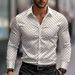Men's Geometric Print Long Sleeve Shirt - Abstract Art Formal Casual Button Down With 3d Effect Buttons, Stretch Comfort Fit_viptrois.com