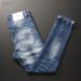 Men's Clothing Jeans - Vintage Washed Denim Pants With Handmade Rips Tching, Straight Leg Comfort Stretch For Casual Wear_viptrois.com