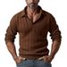 Men's Clothing Men's V-Neck Pullover Sweatshirt – Stylish Casual Long Sleeve Top With Lapel Collar For Everyday Wear (S-3XL, Black/Khaki/Brown)_viptrois.com
