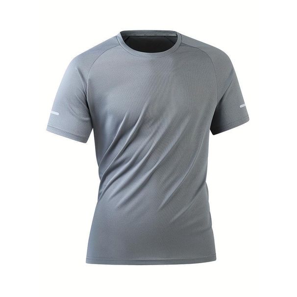 Men's Breathable Quick Dry Casual T-Shirt Short Sleeve Fitness Running Sports Tight Fit Basketball Training Top In White Black_viptrois.com