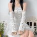 Y2K Lolita Ballet Style White Lace Sleeves Women Thin Summer Sun Protection Hot Girl Lace-up Gloves_viptrois.com