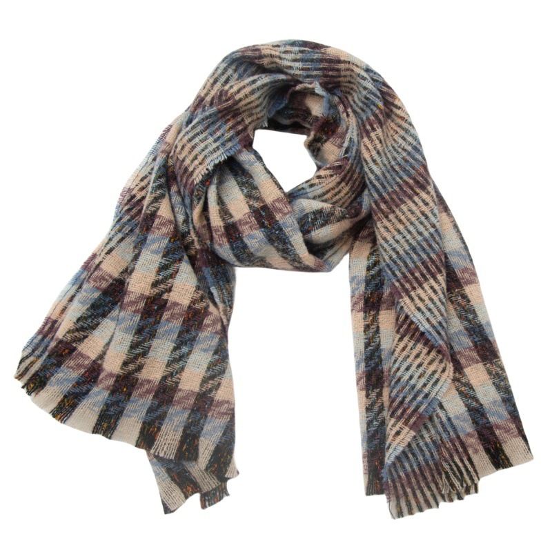 Unisex Autumn and winter bristle short beard small plaid scarf shawl_viptrois.com