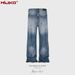 men's and women's washed distressed trousers high street same style for men and women with white texture design multi-size trendy jeans_viptrois.com