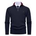 Men's Ribbed Knit Sweater – Semi-Zip Stand Collar Pullover (Thickened Polyester Blend, Slim Fit, Winter Streetwear Essential)_viptrois.com