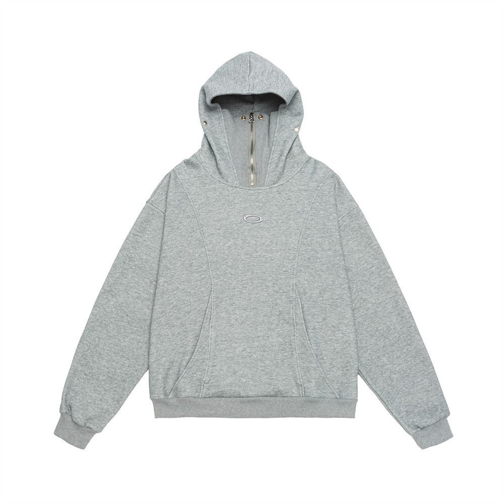Social Anxiety Sweatshirt Unisex Street Trendy Design Niche Loose Solid Color Half-Zip High Neck Hooded Pullover_viptrois.com