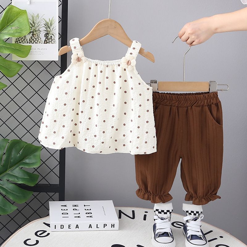 2025 Girls' Baby New Summer Casual Simple Strap Skirt Short Sleeve Fashion Two Piece Set_viptrois.com