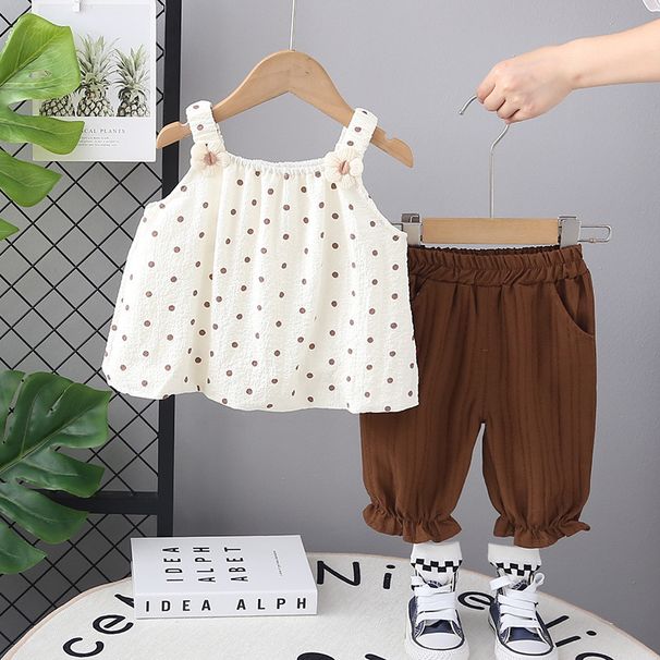 2025 Girls' Baby New Summer Casual Simple Strap Skirt Short Sleeve Fashion Two Piece Set_viptrois.com