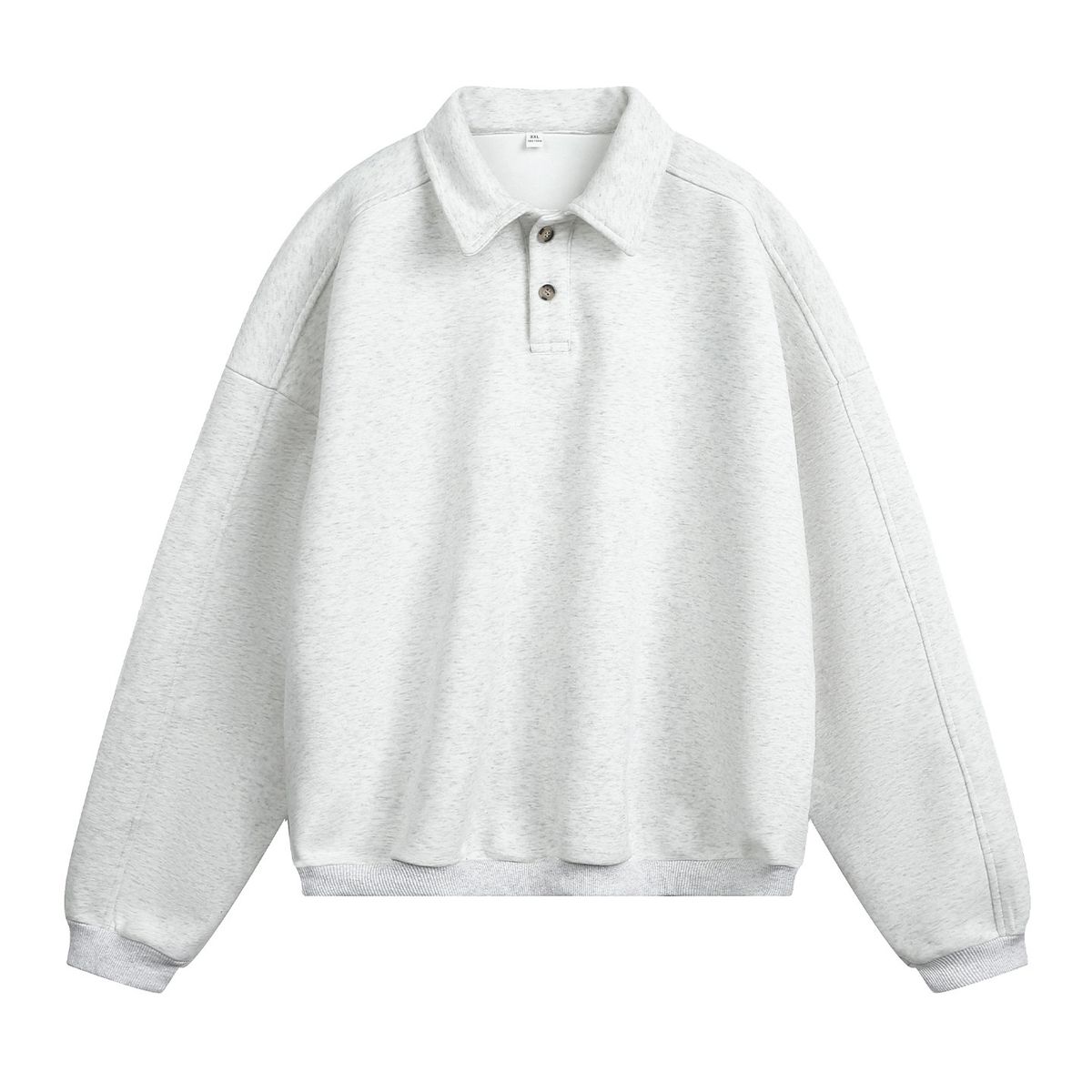 Nordmann 380g Heavyweight Textured Turn-Down Collar Sweatshirt For Men, Autumn Oversized Retro Light Old Money Long Sleeve_viptrois.com