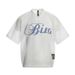 Letter-printed V-neck Short-sleeve T-shirt, Summer Hollow-out Cropped Jersey, Loose-fitting Mesh Top For Men And Women_viptrois.com