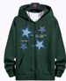 Men's Clothing Men's Star Print Zip-Up Hoodie - Casual Fleece-Lined Jacket With Contrast Stitching Fashion Trends_viptrois.com