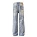 Men's Clothing Retro Trend Street Style Old Washed Design Straight Men's Denim Trousers_viptrois.com